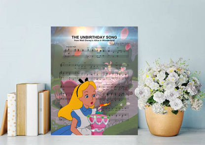 Alice in Wonderland Unbirthday Song Music Wall Art  | Lisa Jaye Art Designs