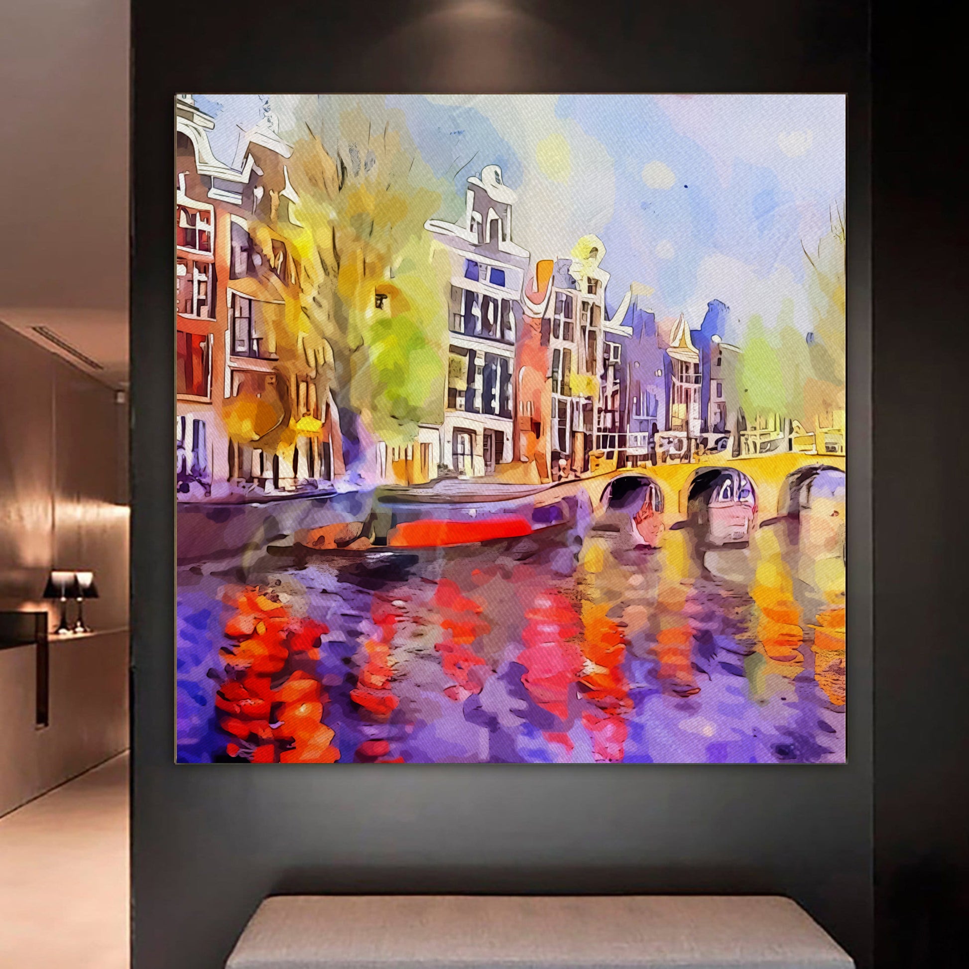 Amsterdam Canal wall art large canvas