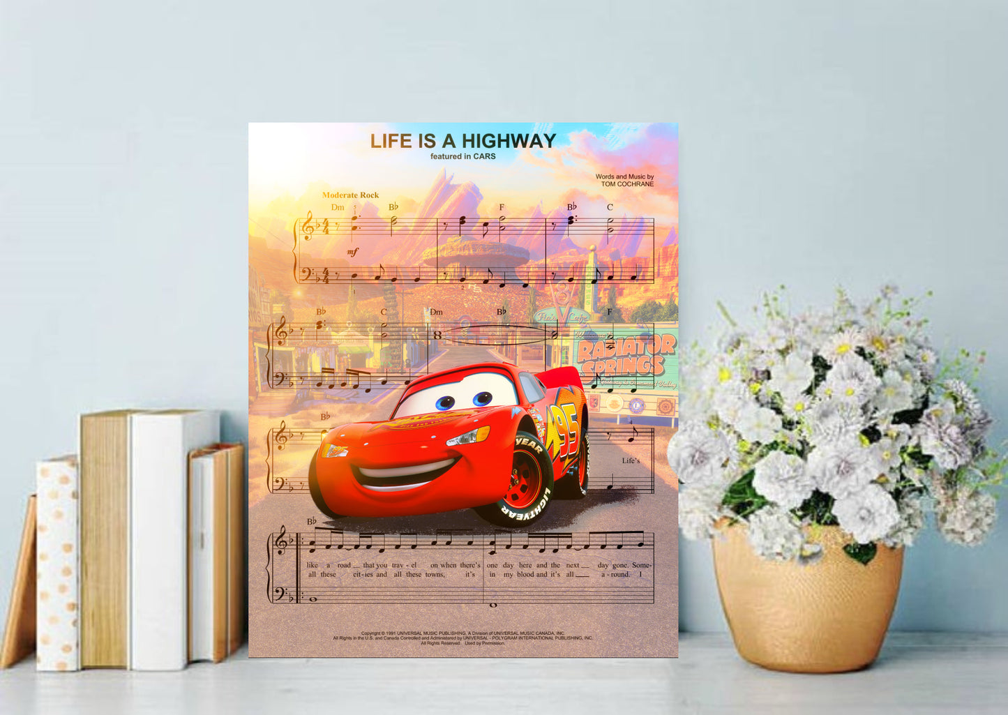 Disney Cars Life is a Highway Sheet Music Original Wall Art  | Lisa Jaye Art Designs