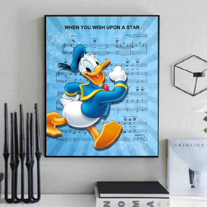 Donald Duck When You Wish Upon A Star Sheet Music Wall Art  | Lisa Jaye Art Designs