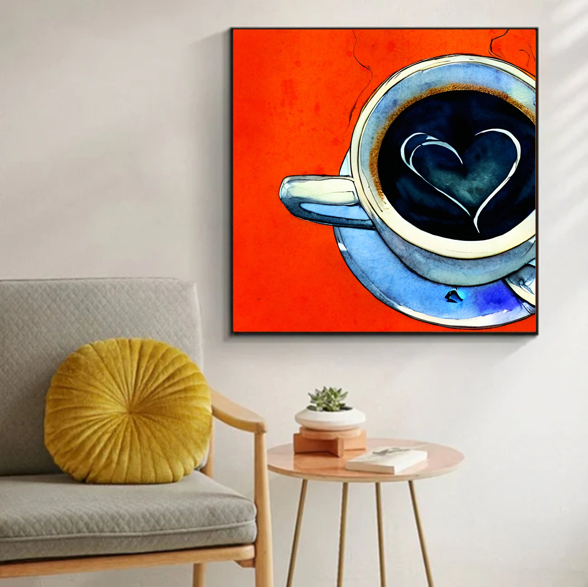 coffee heart froth wall art