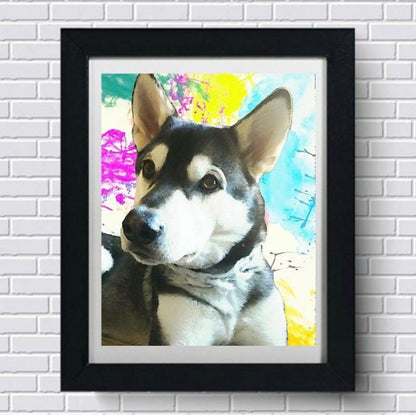 Custom Pet Art -  Paint Splatter Pet Full Color Style