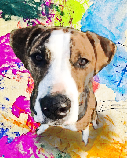 Custom Pet Art -  Paint Splatter Pet Full Color Style