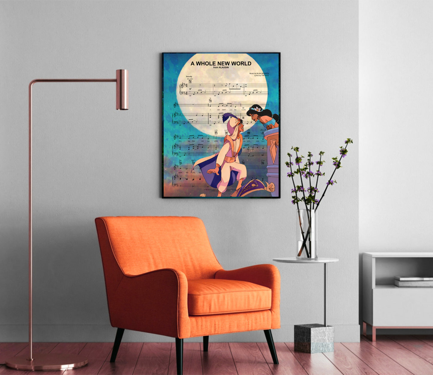 Aladdin A Whole New World Sheet Music Fine Art  | Lisa Jaye Art Designs