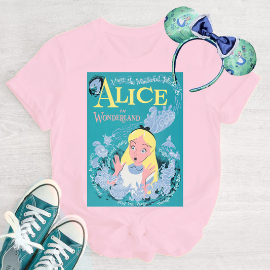 Alice in Wonderland Vintage Ride Poster Tshirt T-shirt shirt