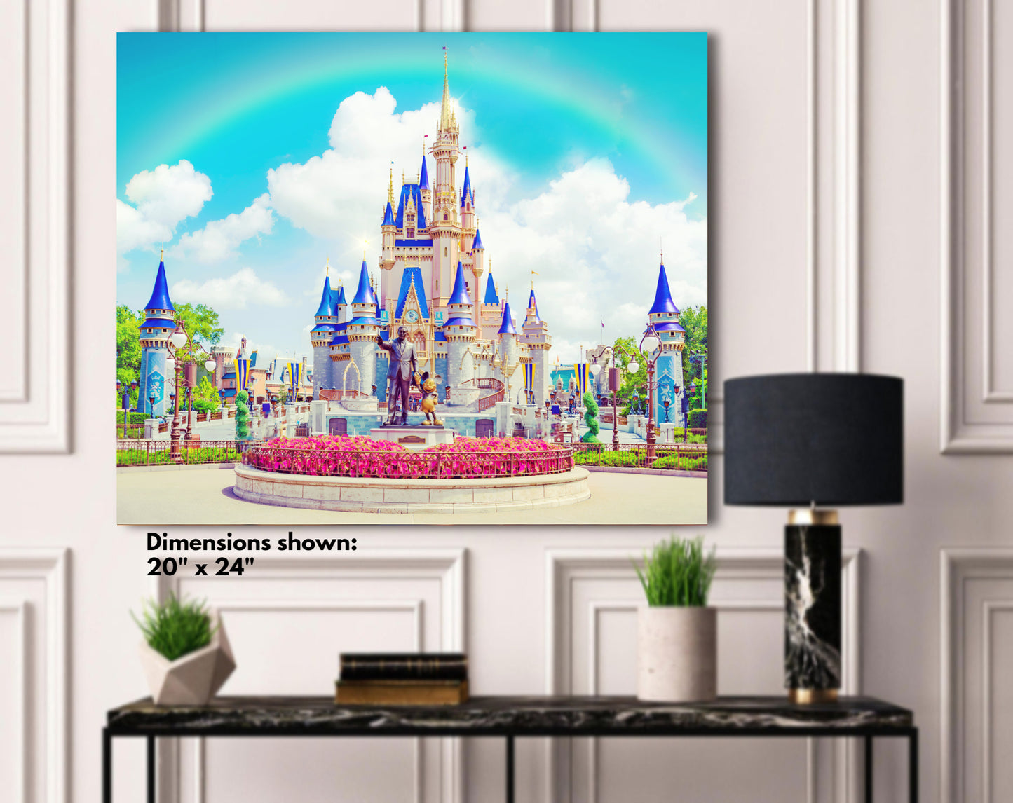Cinderella's Castle and Walt Disney's Statue painting