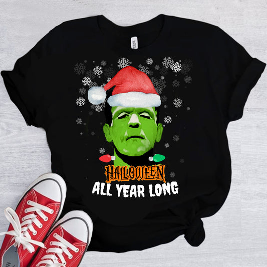 Halloween All Year Long Christmas T-Shirt, Unisex Tee