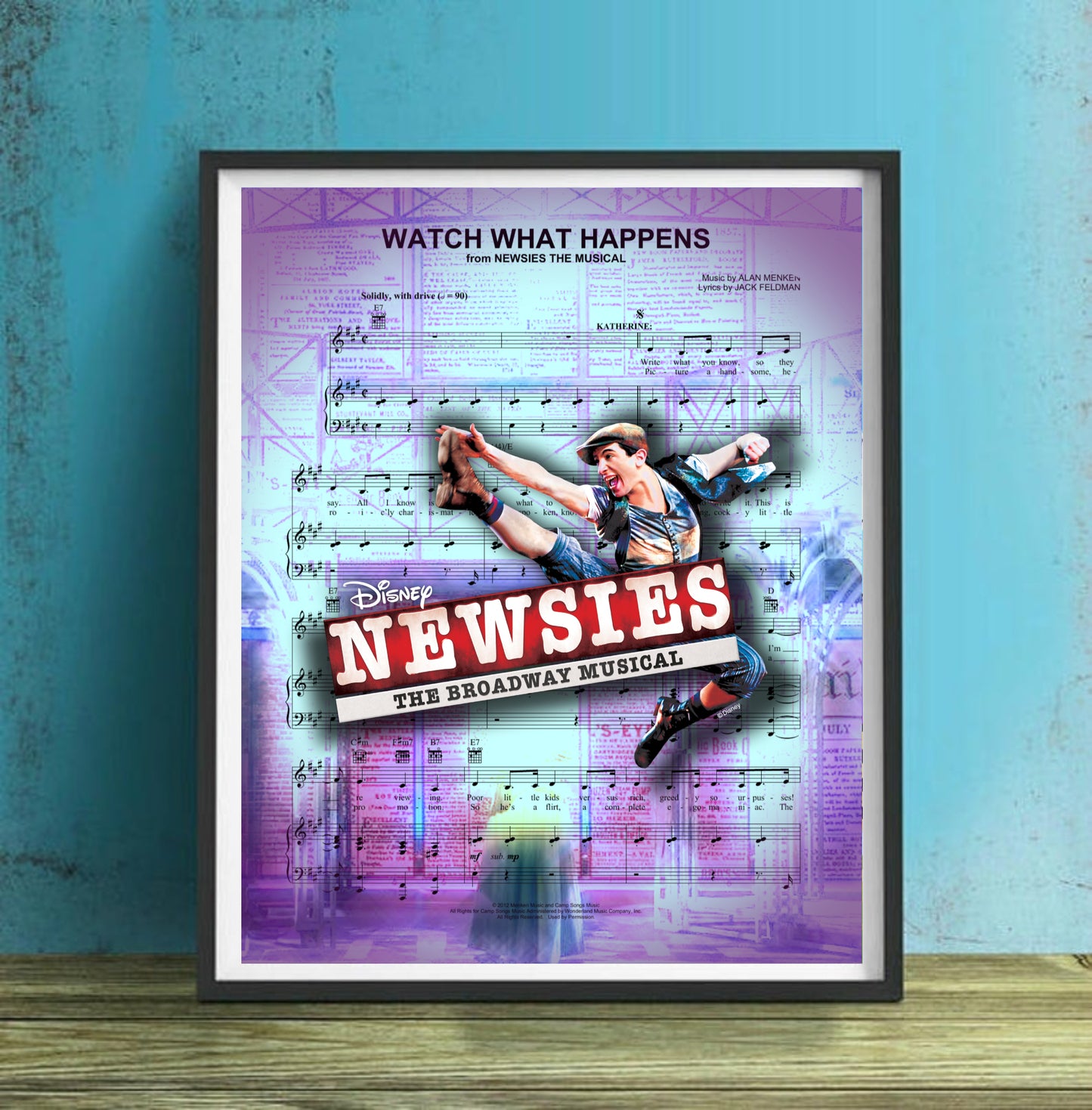 Newsies Watch What Happens Sheet Music Wall Art Print broadway artwork gift