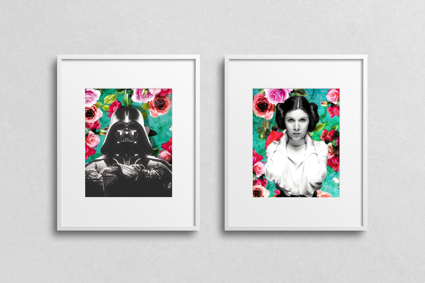 Princess Leia and Darth Vader Floral Wall Art Set | Lisa Jaye Art Designs