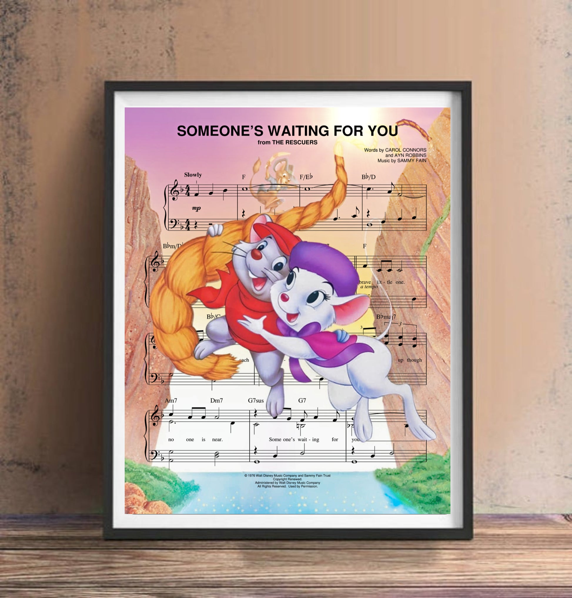 Rescuer's Down Under Someone's Waiting for You Sheet Music Wall Art