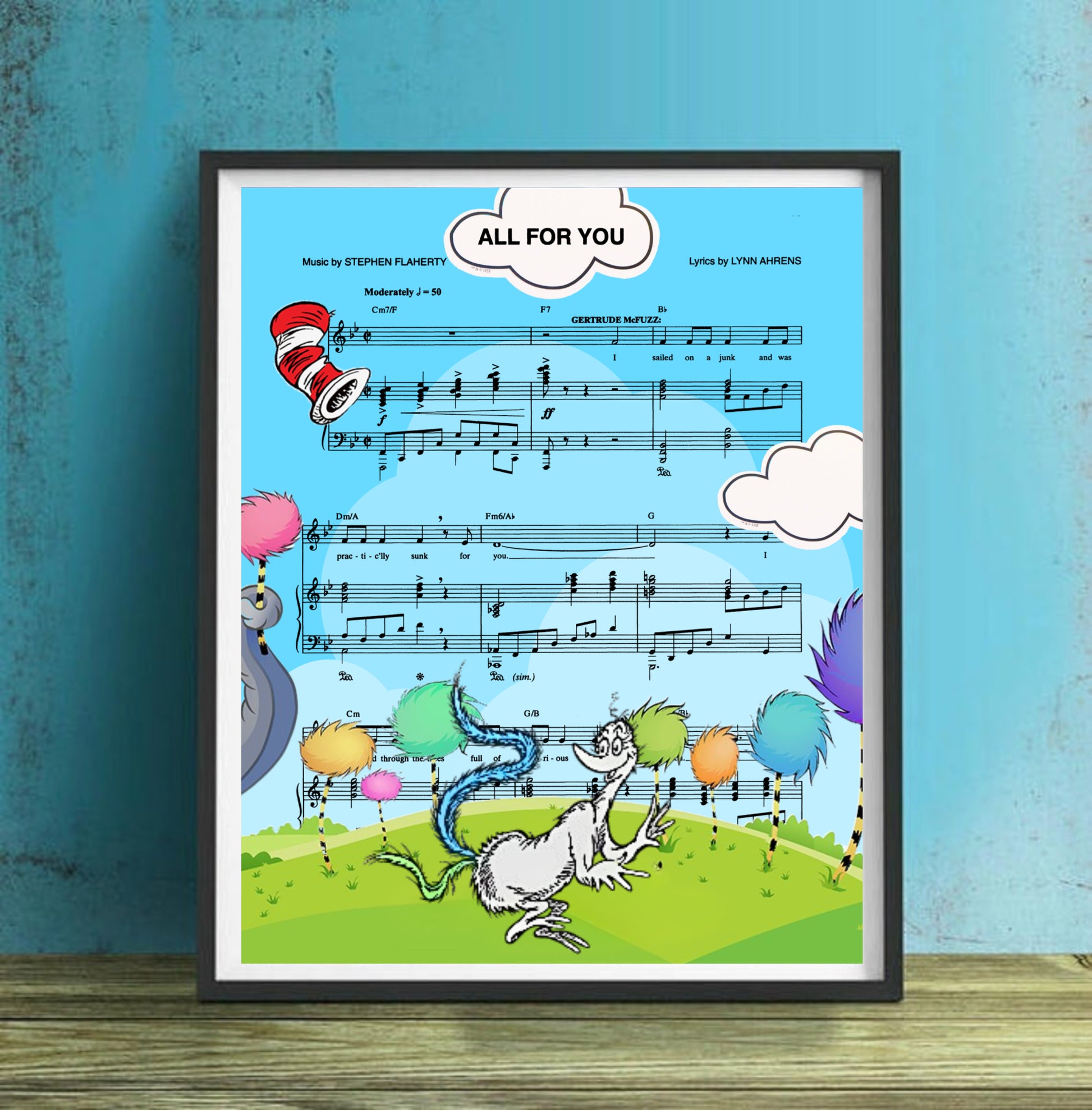 Seussical All for You Sheet Music Wall Art Print broadway artwork gift