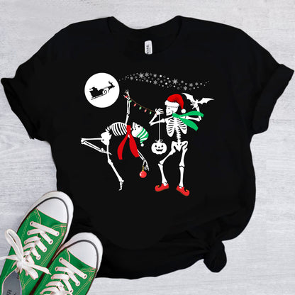 Jolly Halloween Skeletons Scary Christmas T-Shirt, Unisex Tee