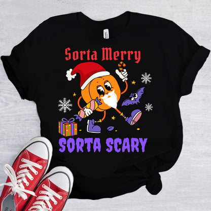 Sorta Merry Sorta Scary Goth Christmas T-Shirt, Unisex Tee