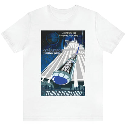 White Tomorrowland Space Hyperspace Mountain Shirt by Lisa jaye