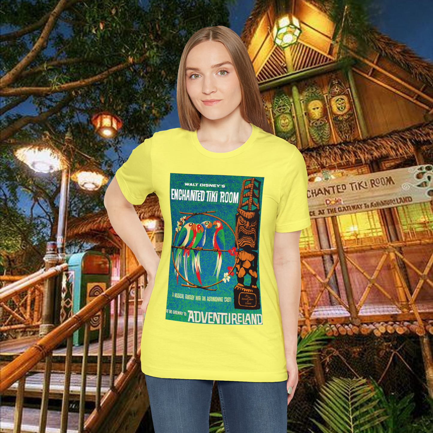 Enchanted Tiki Room Vintage Poster Unisex Yellow T-Shirt