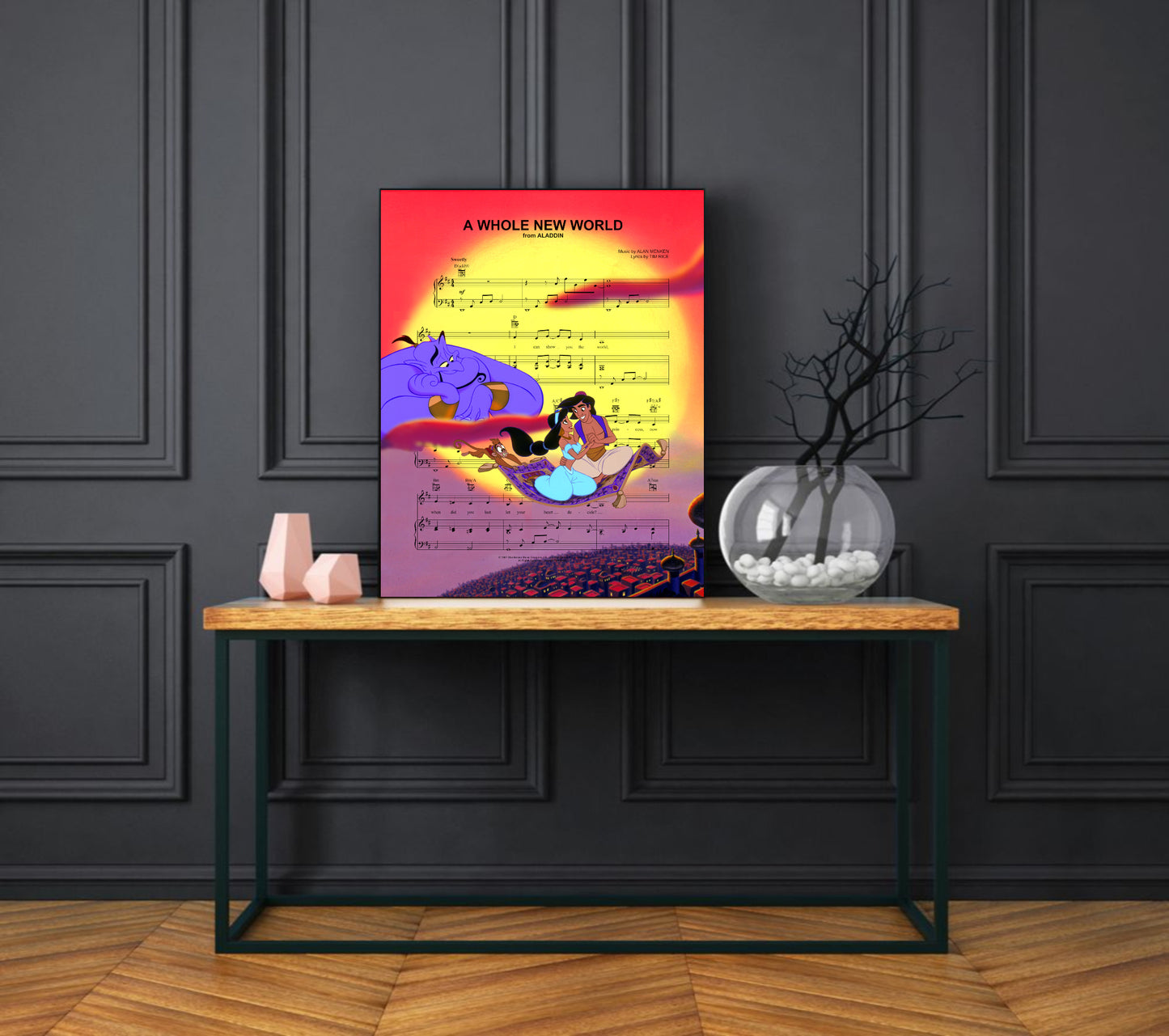 Aladdin A Whole New World Sheet Music Wall Art  | Lisa Jaye Art Designs