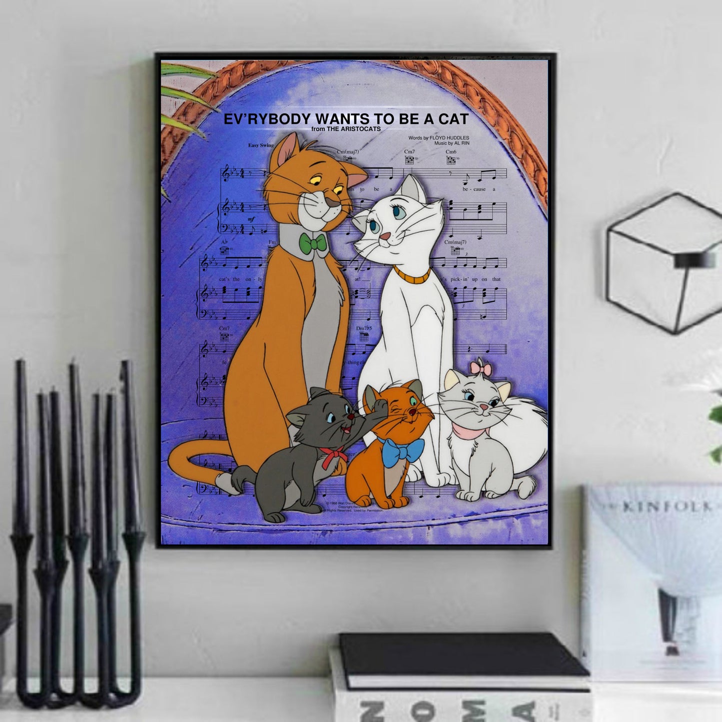 Aristocats Everybody Wants to Be a Cat Sheet Music Wall Art  | Lisa Jaye Art Designs