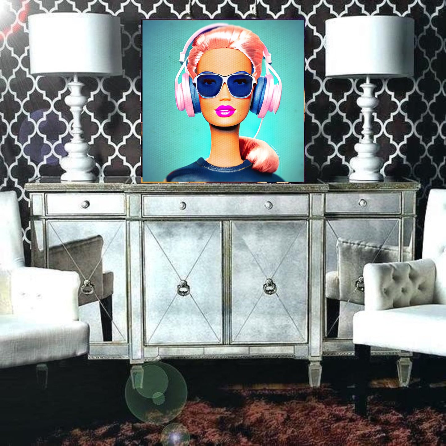 Barbie as a DJ Wall Art  | Lisa Jaye Art Designs