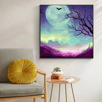 purple night sky painting