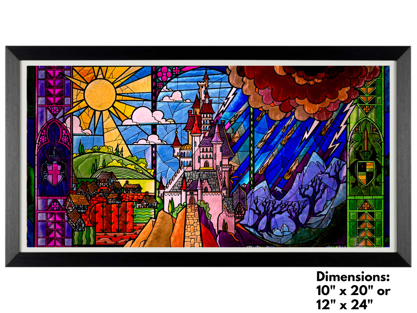 Beauty and the Beast Stained Glass Wall Art Print