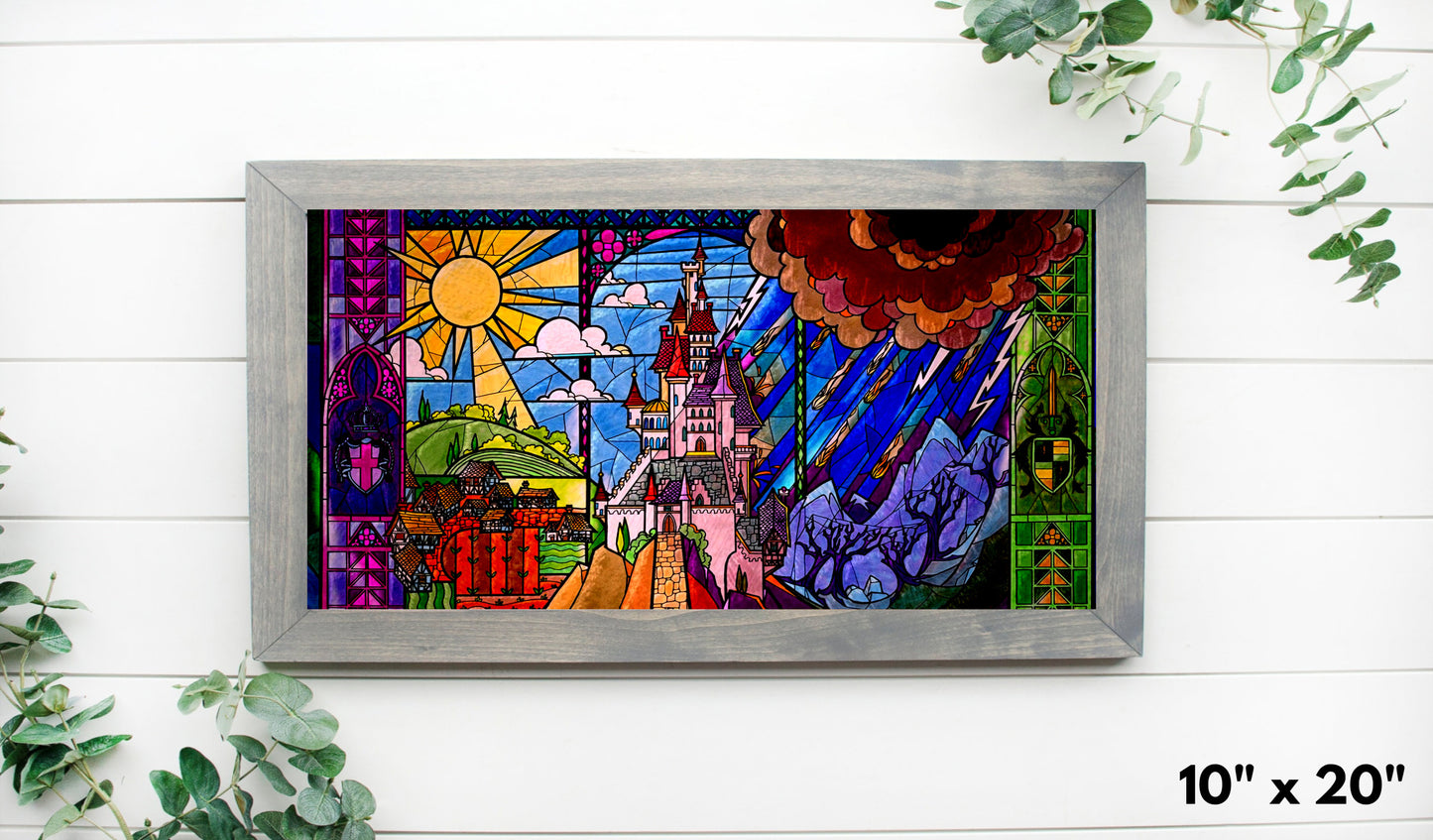 Beauty and the Beast Stained Glass poster