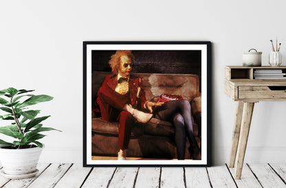 Beetlejuice on couch Wall Art Print Painting Gift