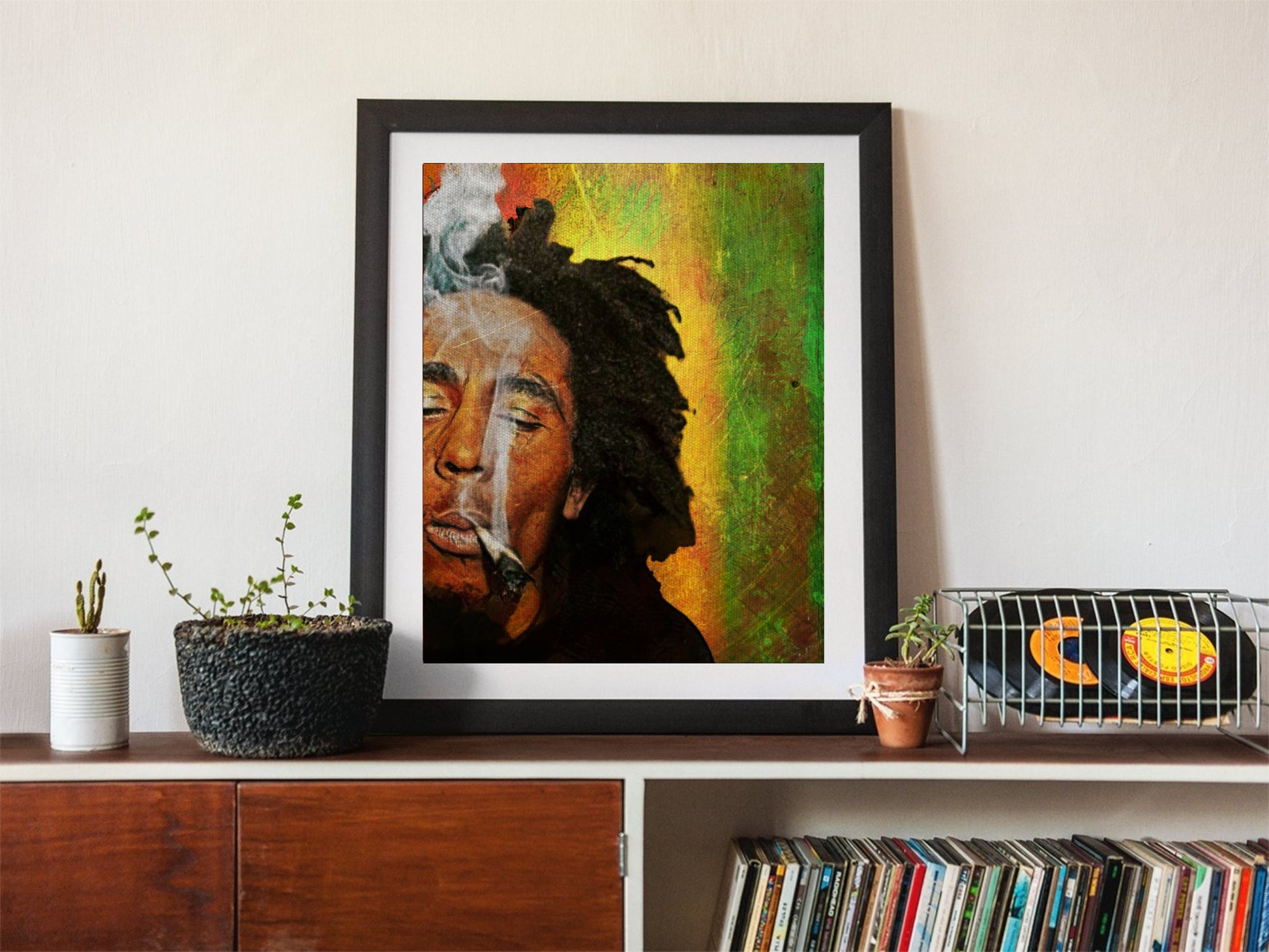 Bob Marley smoking wall art print poster painting