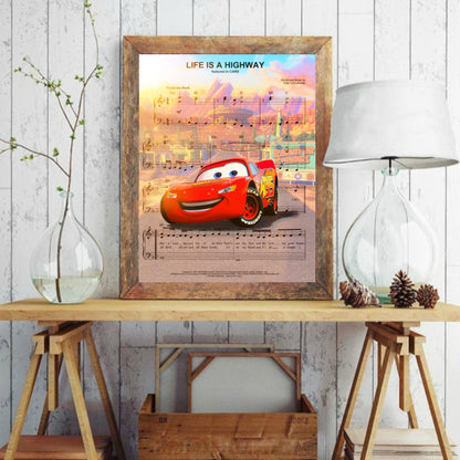 Disney Cars Lightning McQueen Art Print Poster Canvas Gift