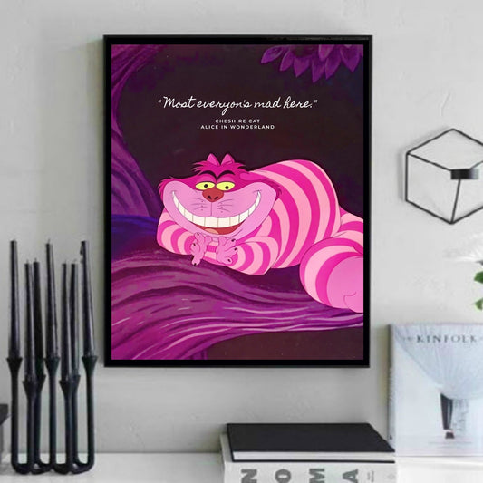 Cheshire Cat Quote Wall Art Print Artwork Canvas Painting Poster
