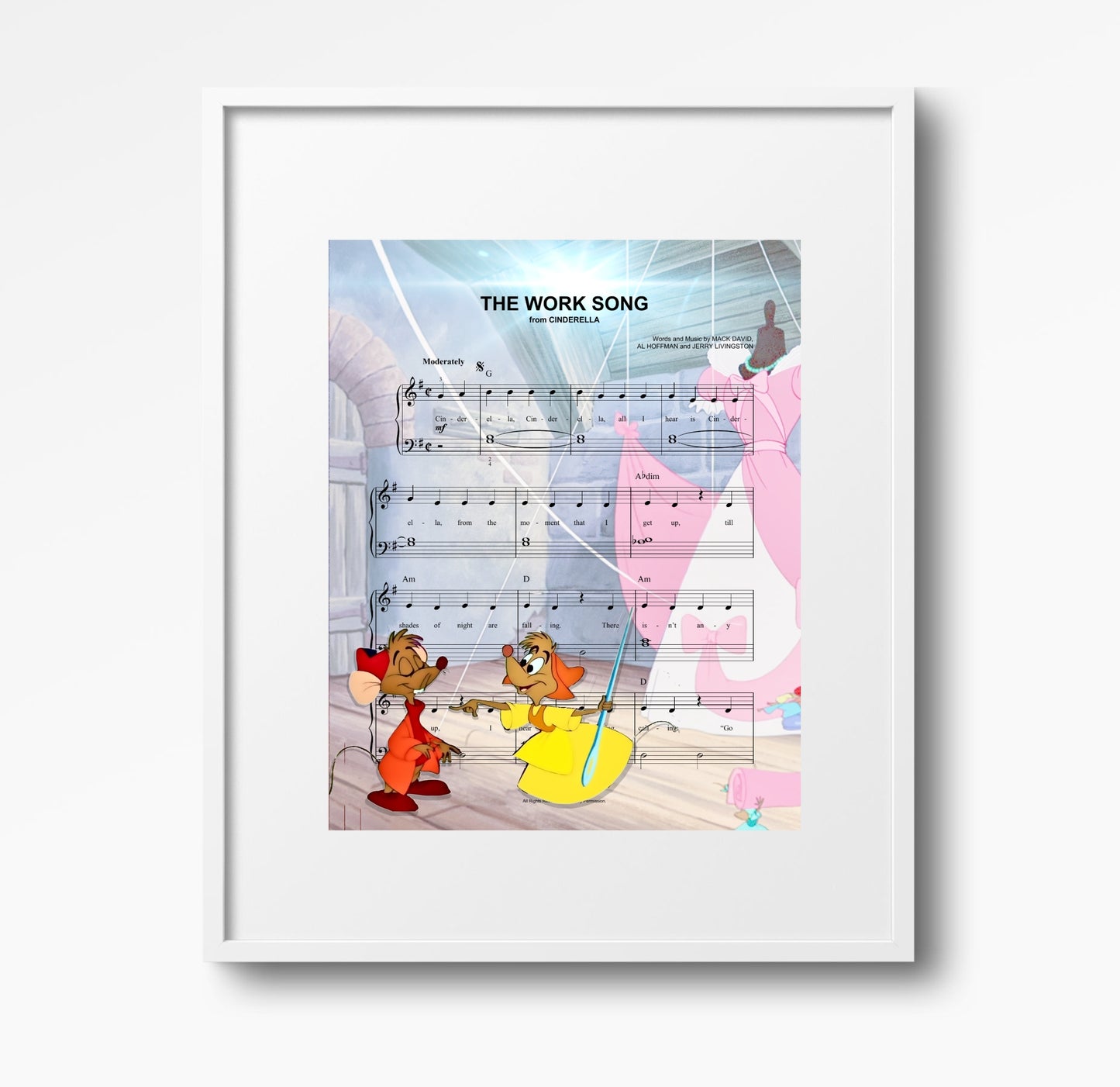 Cinderella The Work Song Sheet Music Wall Art  | Lisa Jaye Art Designs
