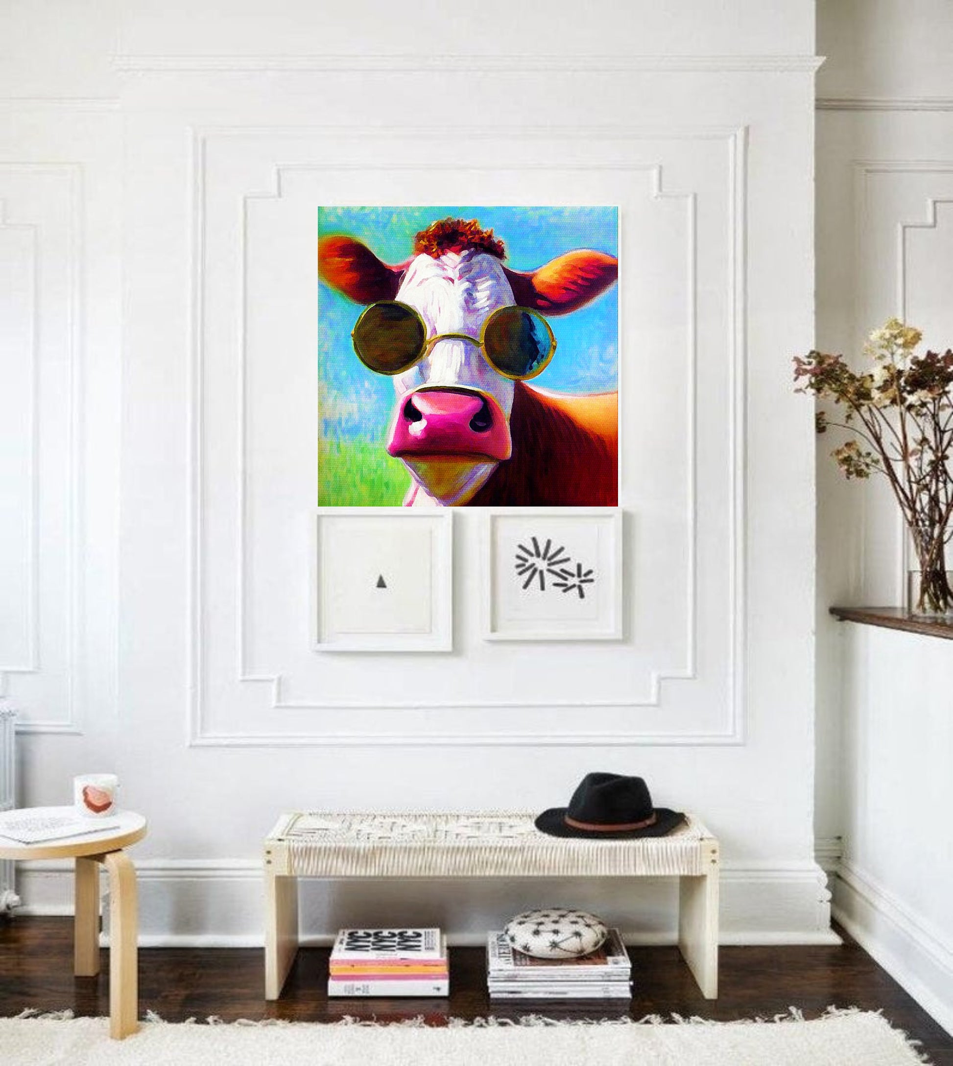 Cow wearing sunglasses art print