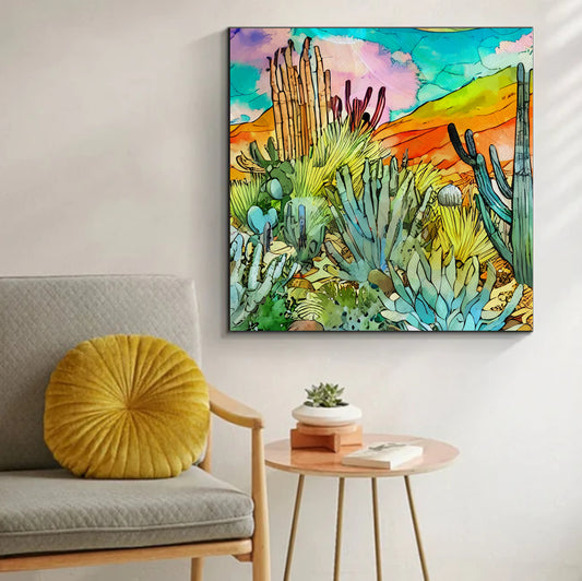 Desert Botanicals colorful canvas art