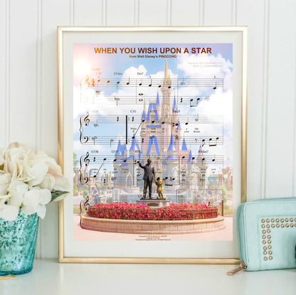 Walt Disney When You Wish Upon a Star Sheet Music Wall Art  | Lisa Jaye Art Designs