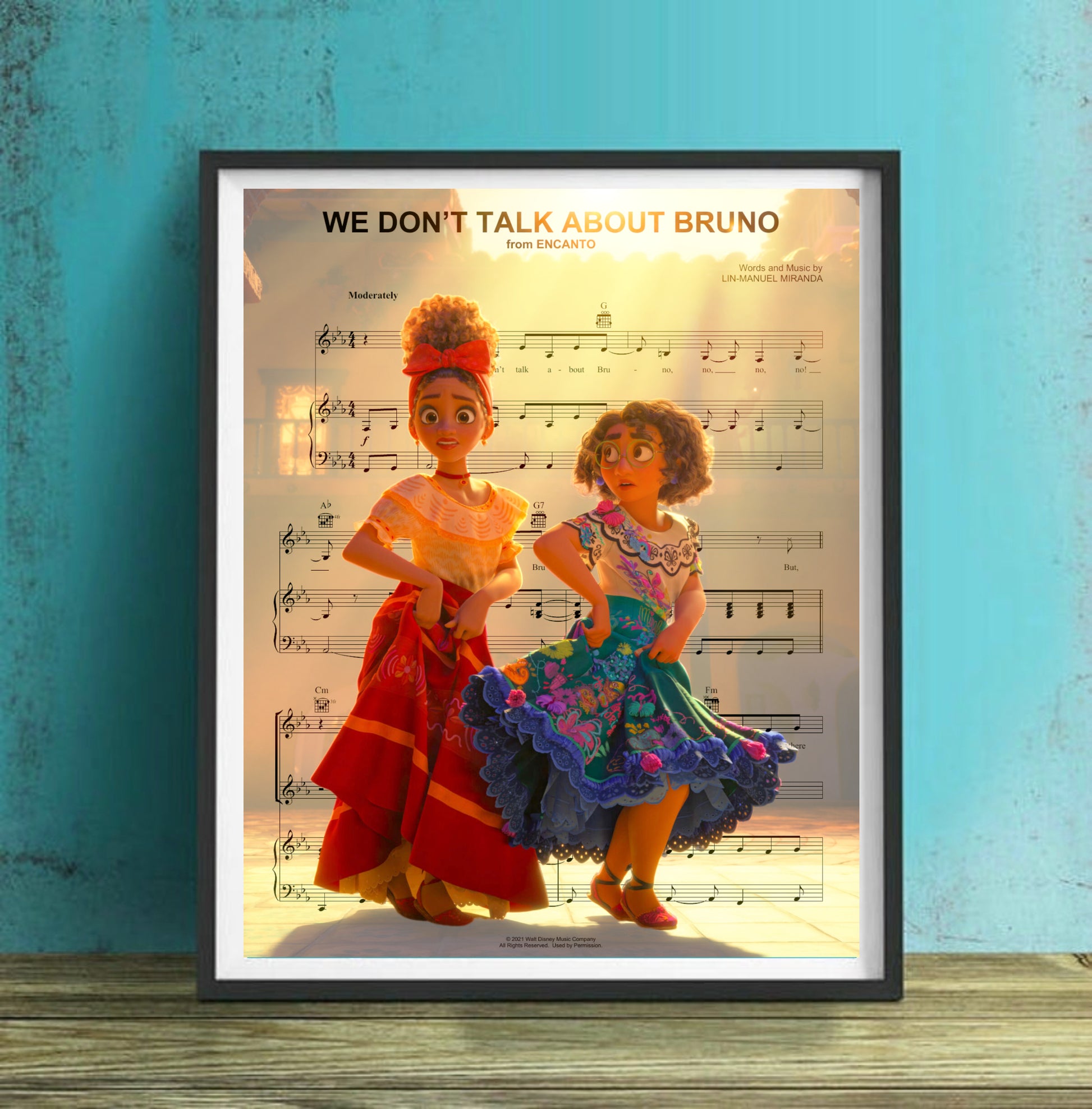 Encanto We Don't Talk About Bruno Wall Art Painting Canvas Poster Sheet Music
