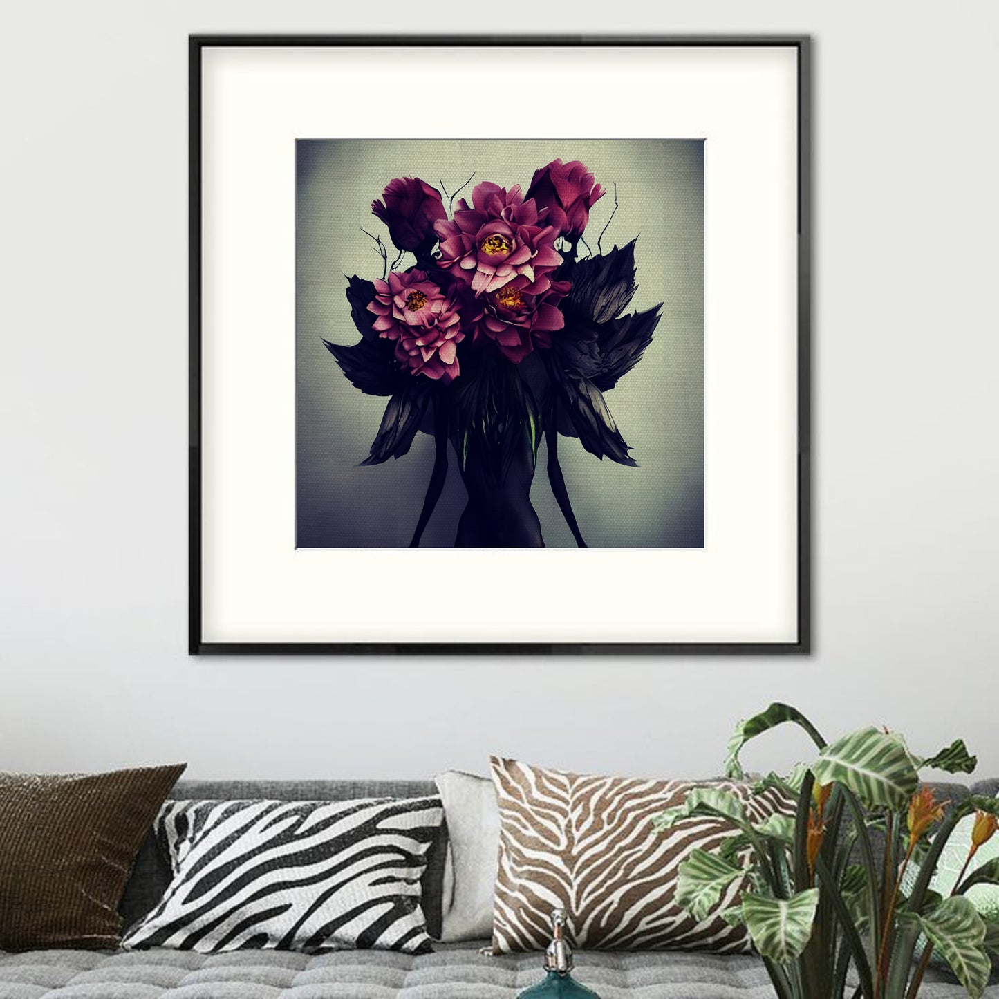 Female Black Floral Abstract Fine Art  | Lisa Jaye Art Designs