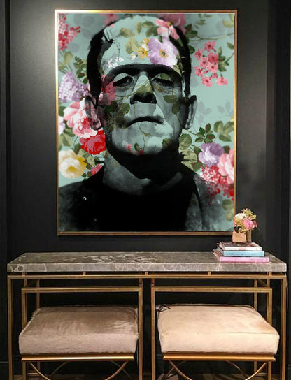 Frankenstein's monster Floral Wall Art Print