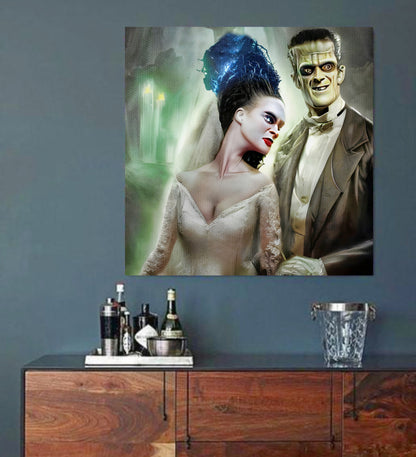 Frankenstein's Monster and Bride Canvas Art
