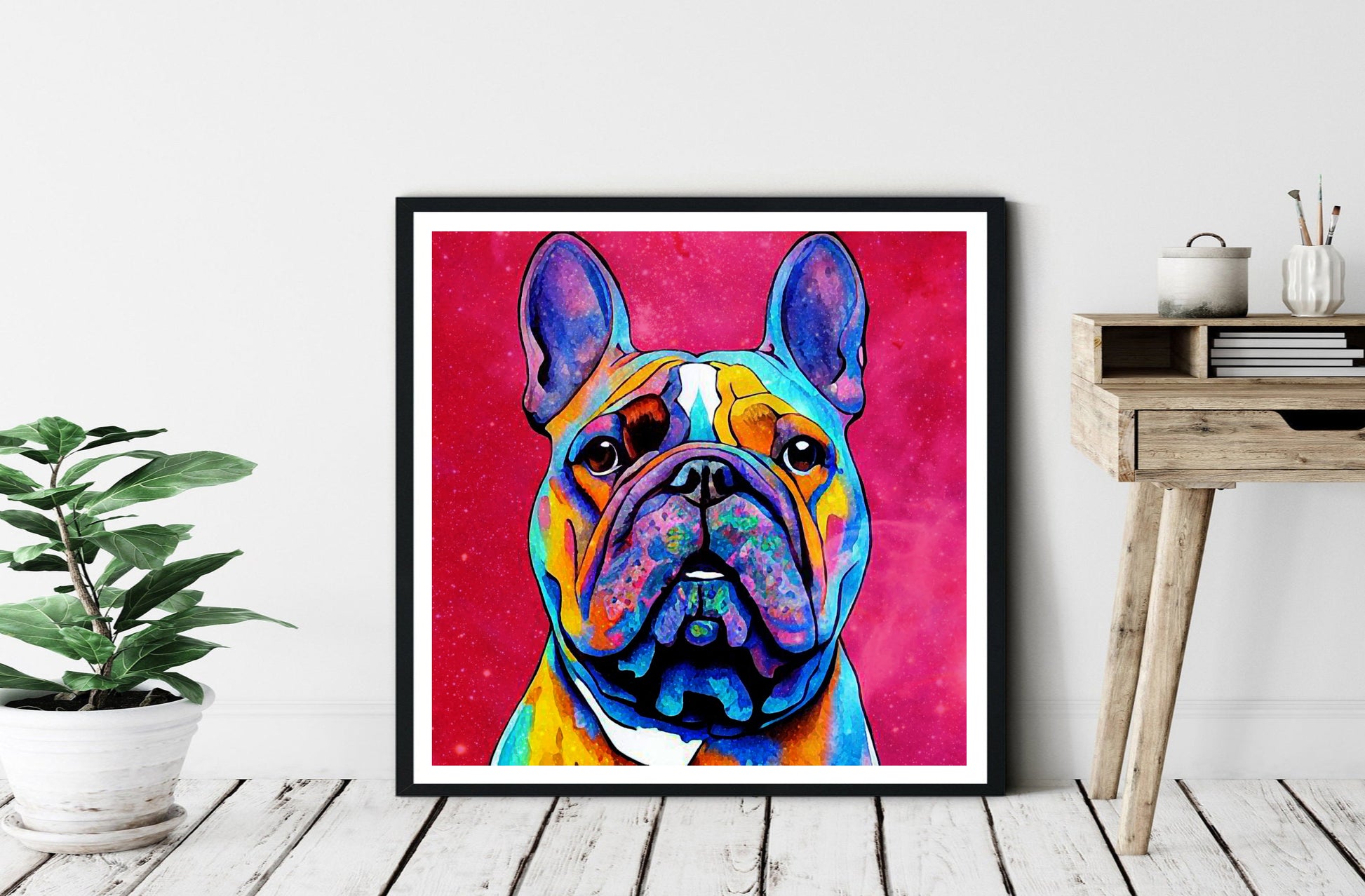 Frenchie abstract wall art artwork