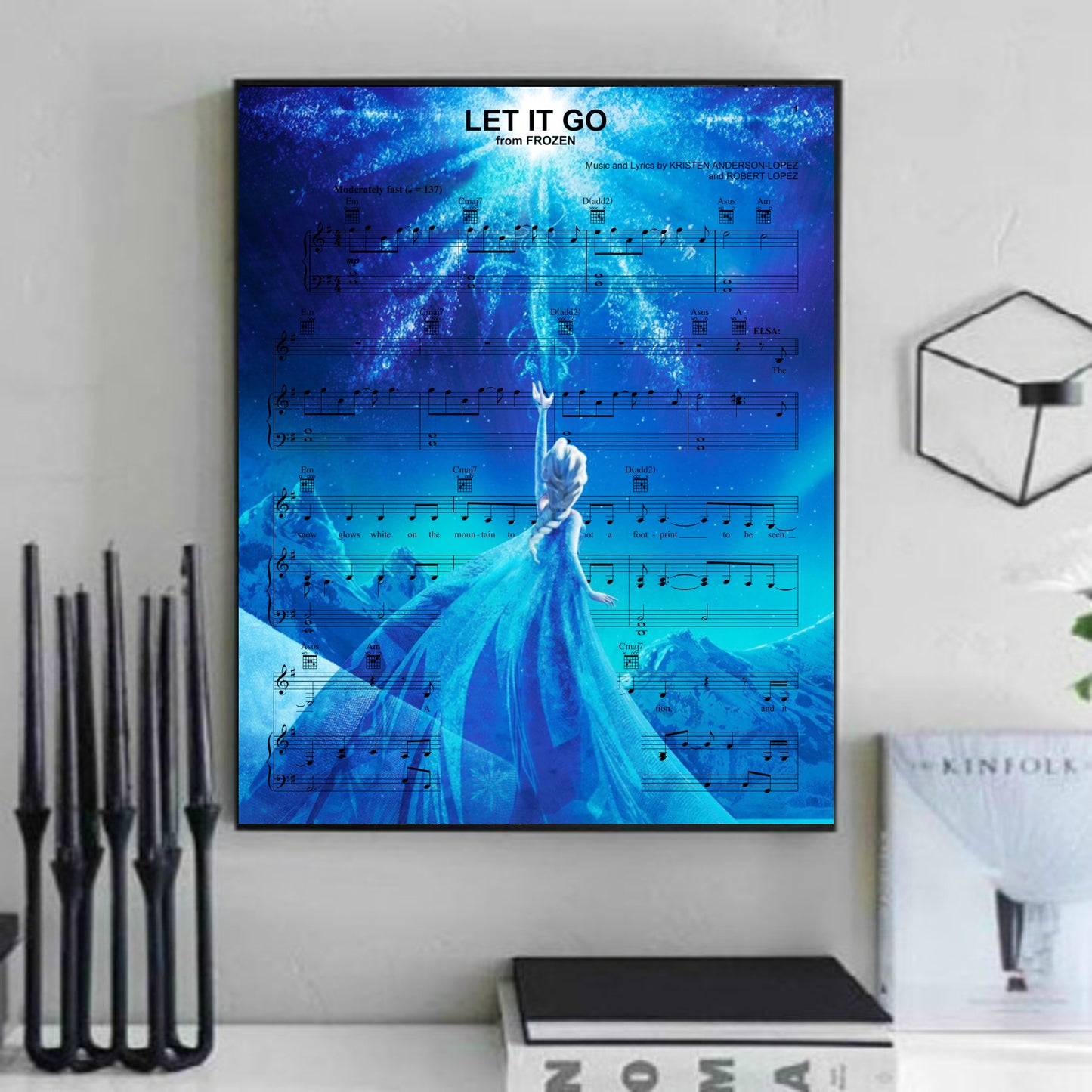 Frozen Let it Go with Elsa Sheet Music Wall Art  | Lisa Jaye Art Designs