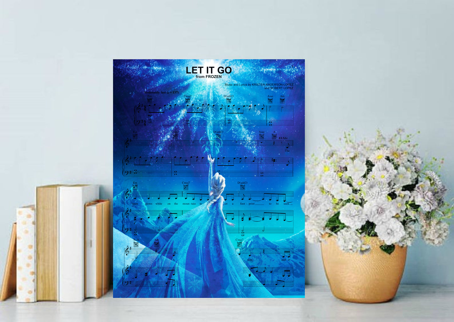 Frozen Let it Go with Elsa Sheet Music Wall Art  | Lisa Jaye Art Designs