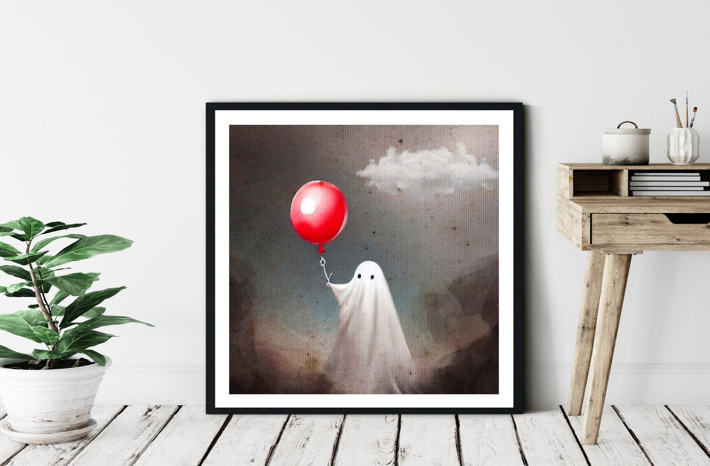 Ghost with balloon art artwork