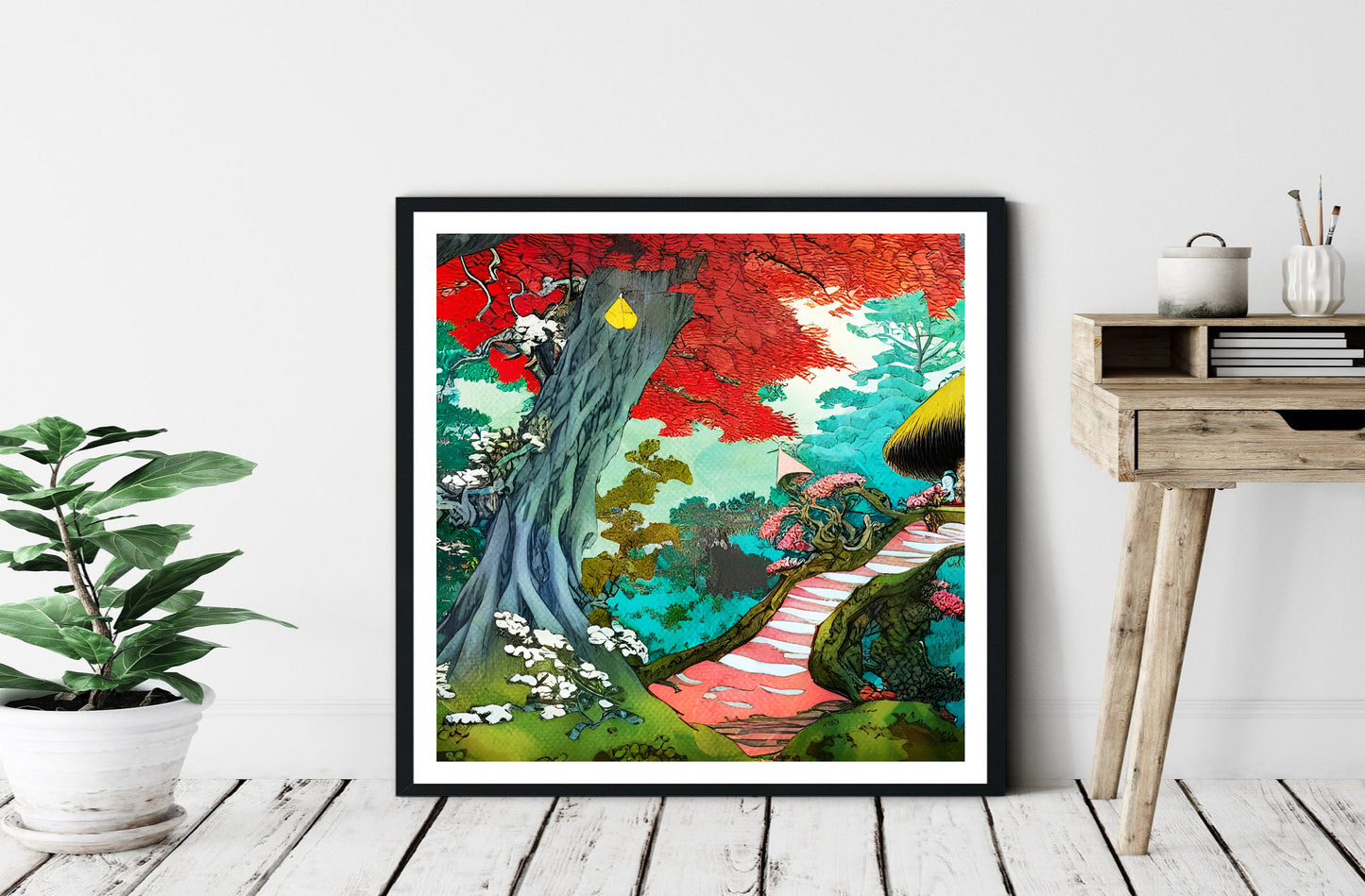 Japanese zen fairy garden wall art poster