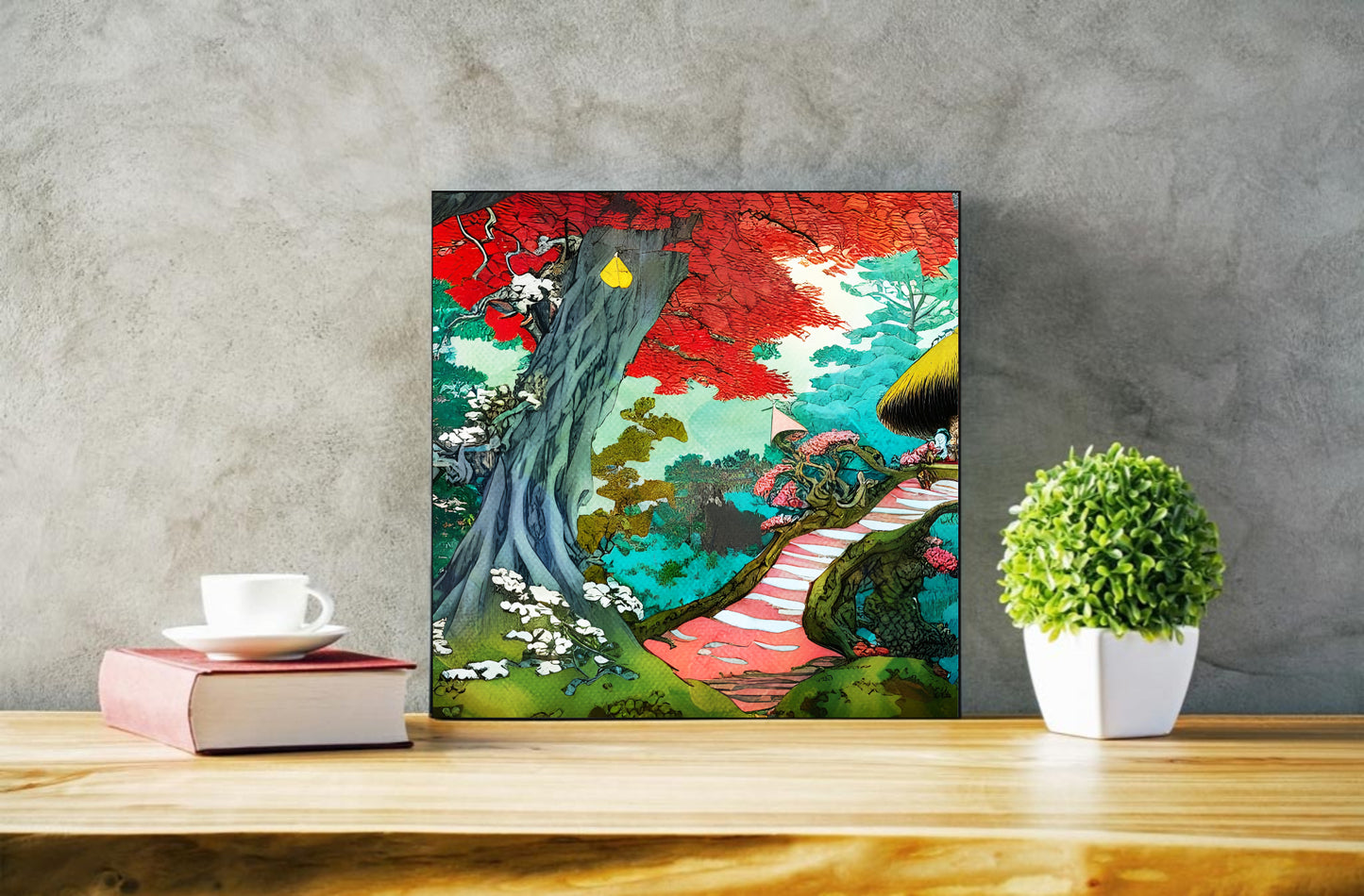 Japanese zen fairy garden wall art print
