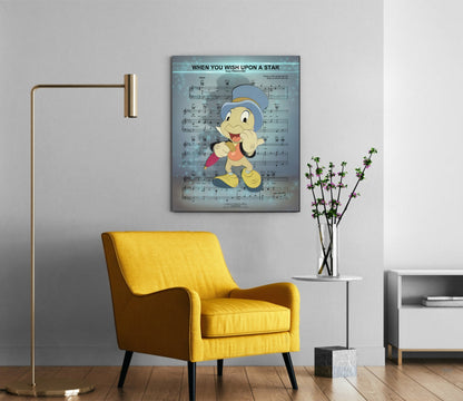 Jiminy Cricket When You Wish Upon a Star Sheet Music Wall Art  | Lisa Jaye Art Designs