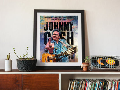 Johnny Cash Finger Wall Art Print