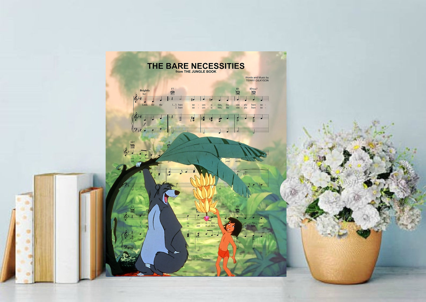 Jungle Book Bare Necessities Sheet Music Wall Art  | Lisa Jaye Art Designs