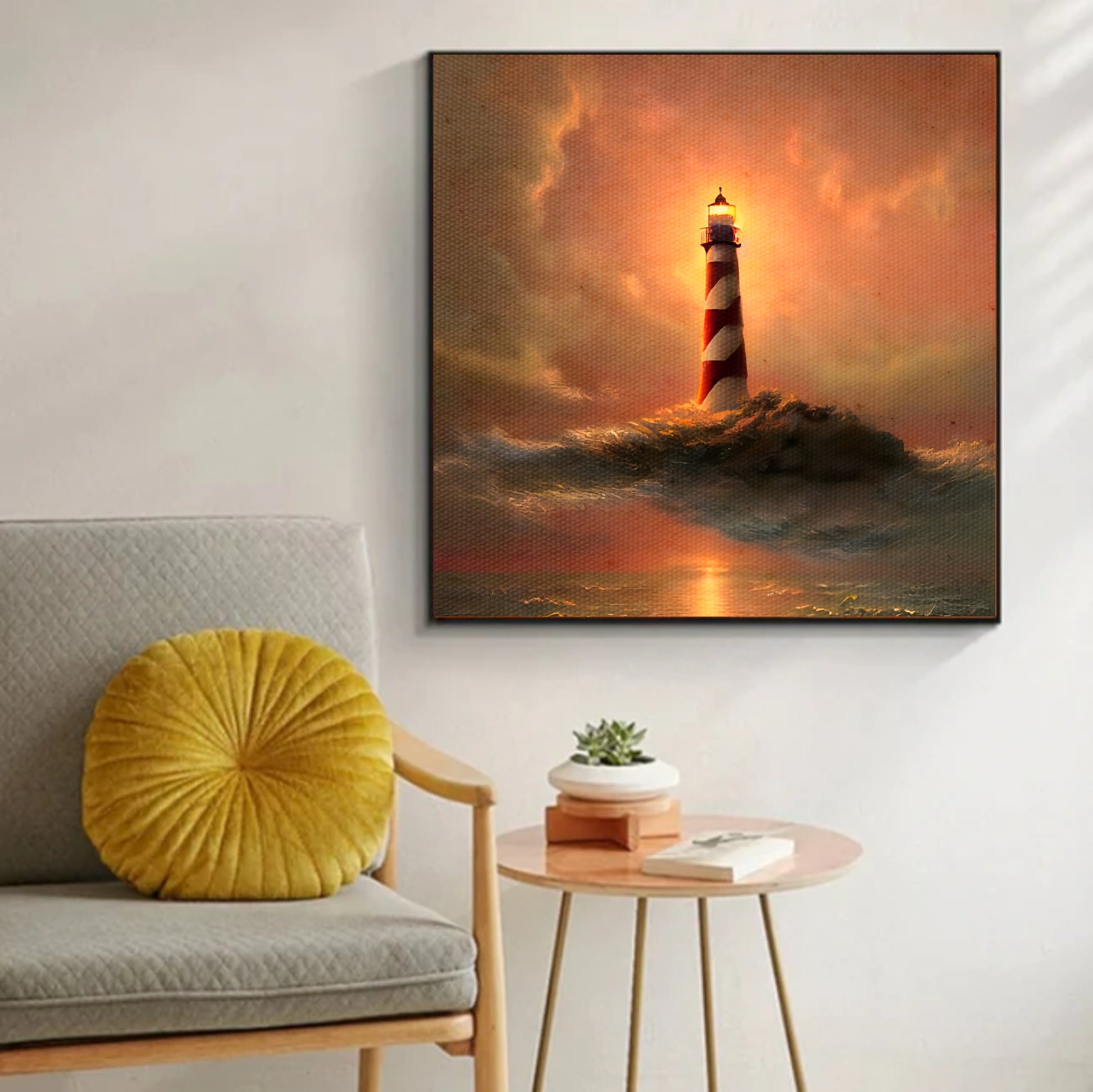 Lighthouse in the sky wall art artwork
