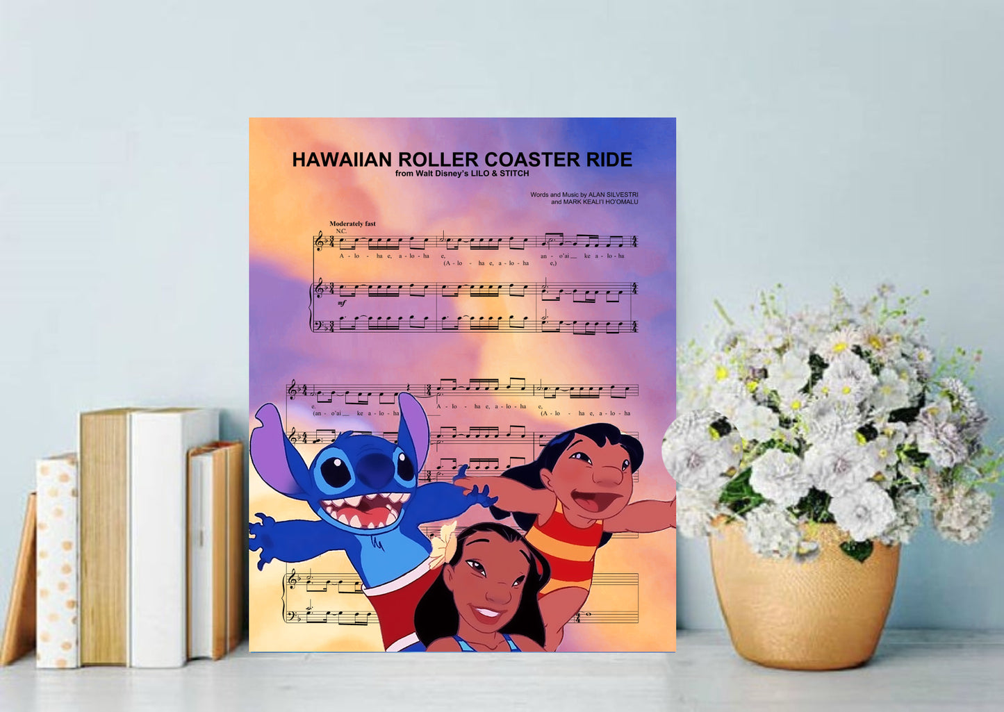 Lilo & Stitch Hawaiian Roller Coaster Sheet Music Wall Art  | Lisa Jaye Art Designs