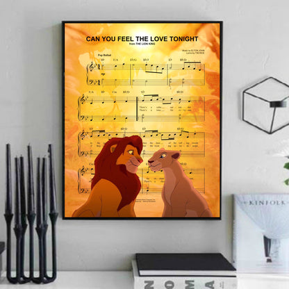 Lion King Love Tonight Sheet Music Wall Art  | Lisa Jaye Art Designs