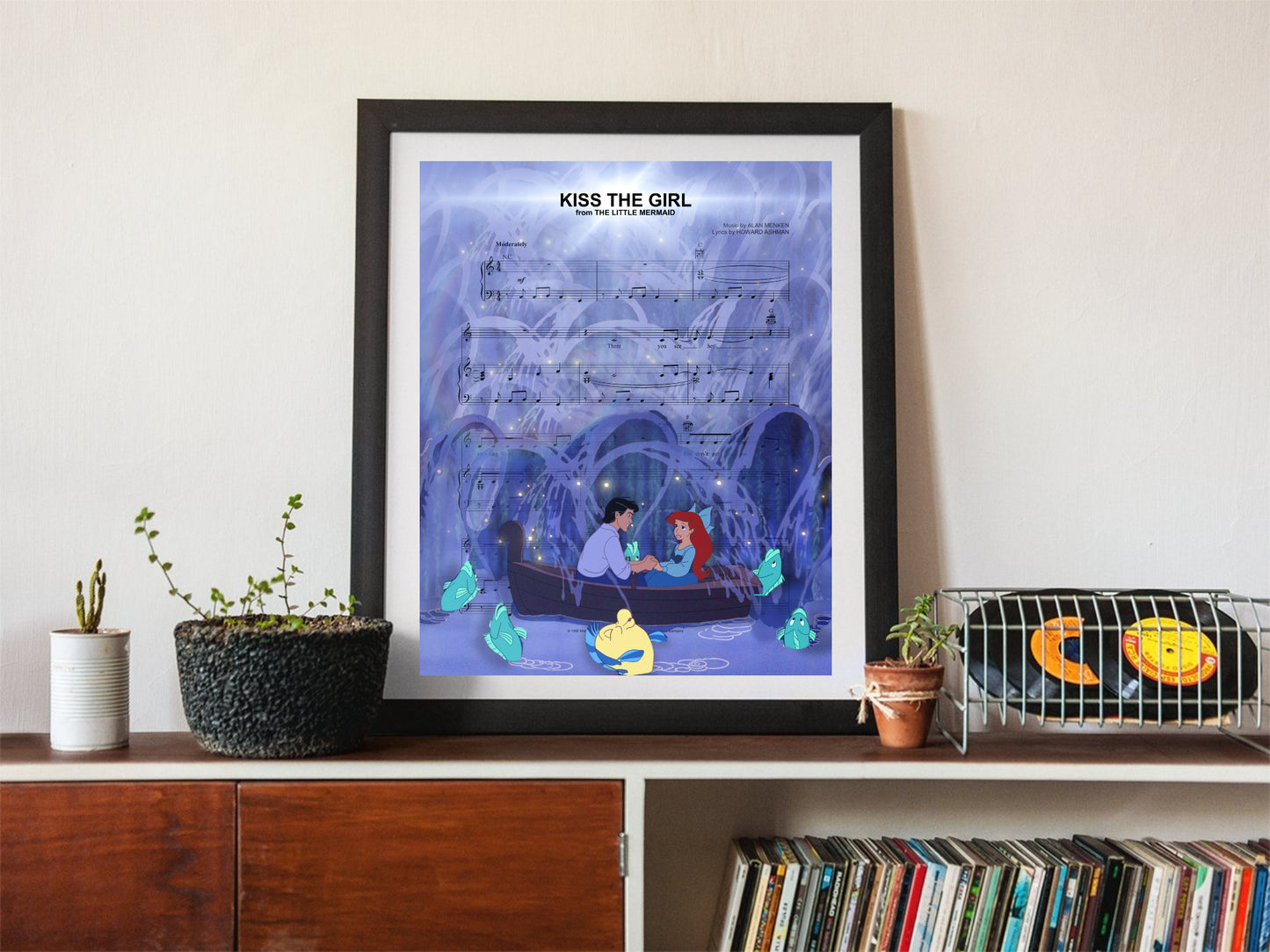 Little Mermaid Kiss the Girl Sheet Music Wall Art  | Lisa Jaye Art Designs